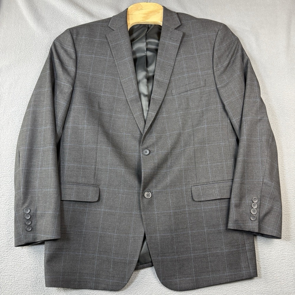 Marc New York Sports‎ Jacket Mens 46L Grey Blue Window Pane Check Dress Blazer - Picture 2 of 11